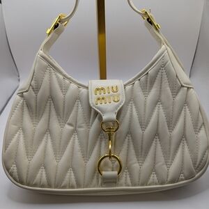 Cream Quilted And Raffia Shoulder Bag